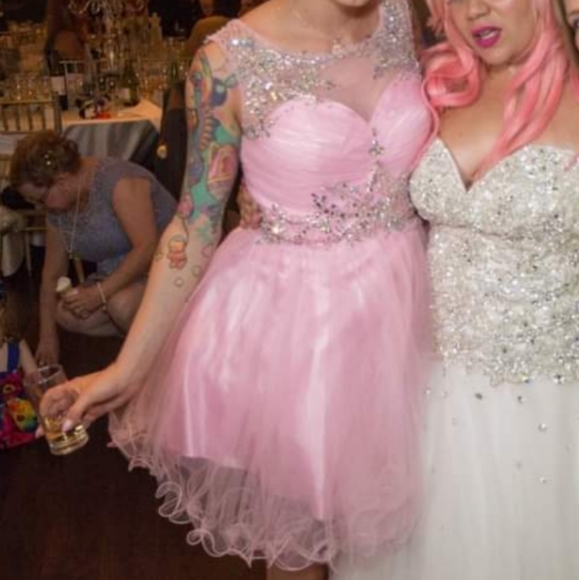 Pink Rhinestone Sequin Tulle Party Dress sz 6 - Picture 2 of 16